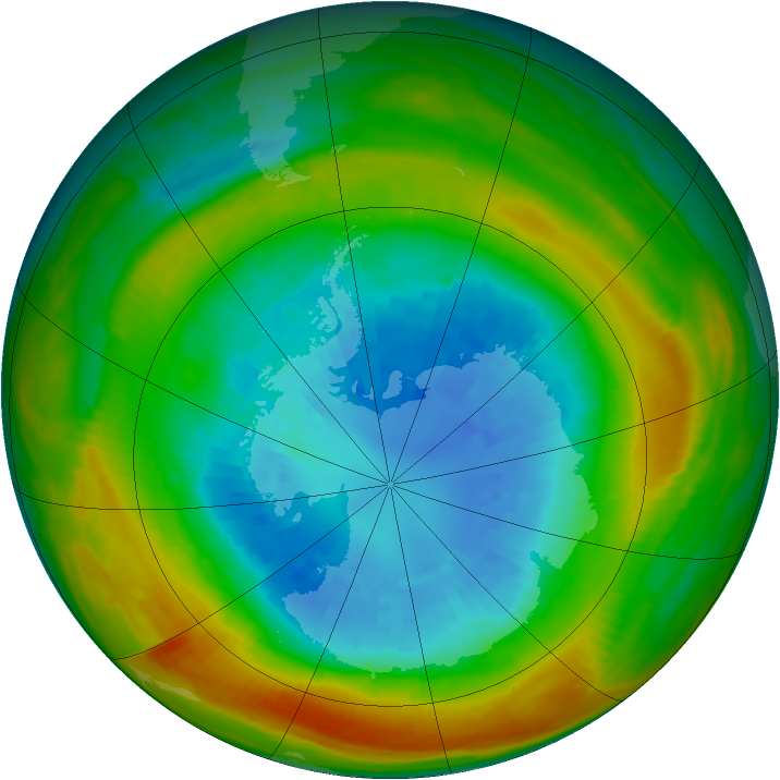 Antarctic ozone map for 11 September 1980